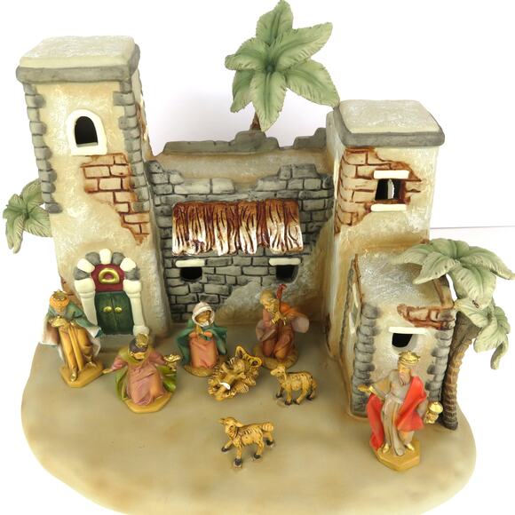 Fontanini Lighted Ceramic Nativity Scene Roman Inc 2004 #50404 Christmas Display - Picture 2 of 16